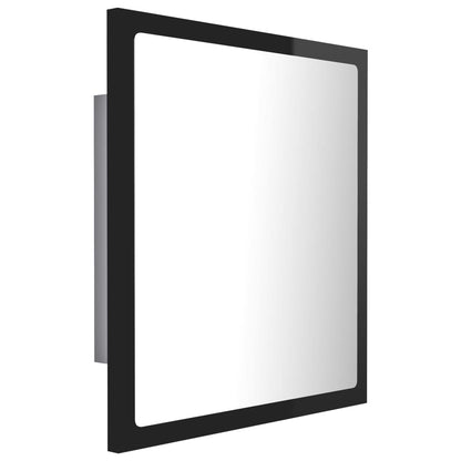 LED-badespeil høyglans svart 40x8,5x37 cm akryl