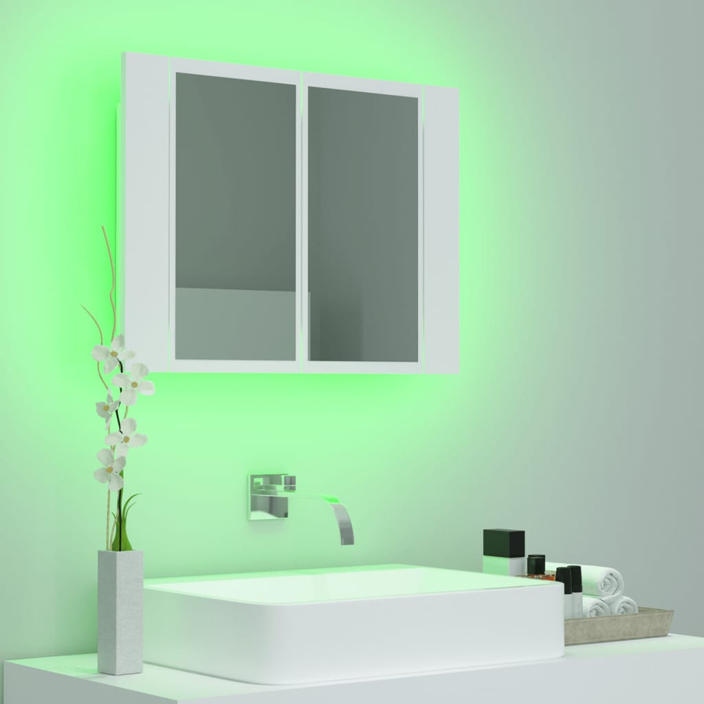LED-speilskap hvit 60x12x45 cm akryl