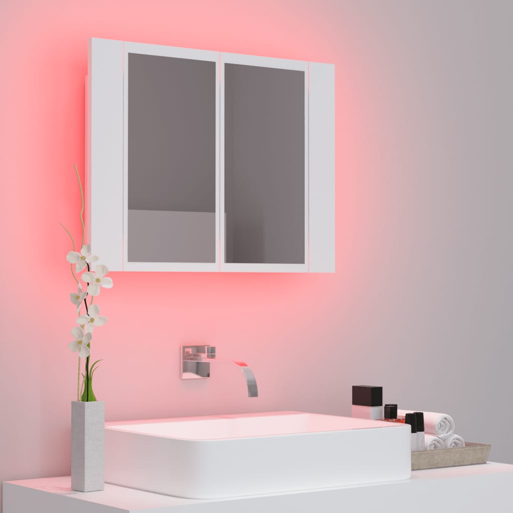 LED-speilskap hvit 60x12x45 cm akryl