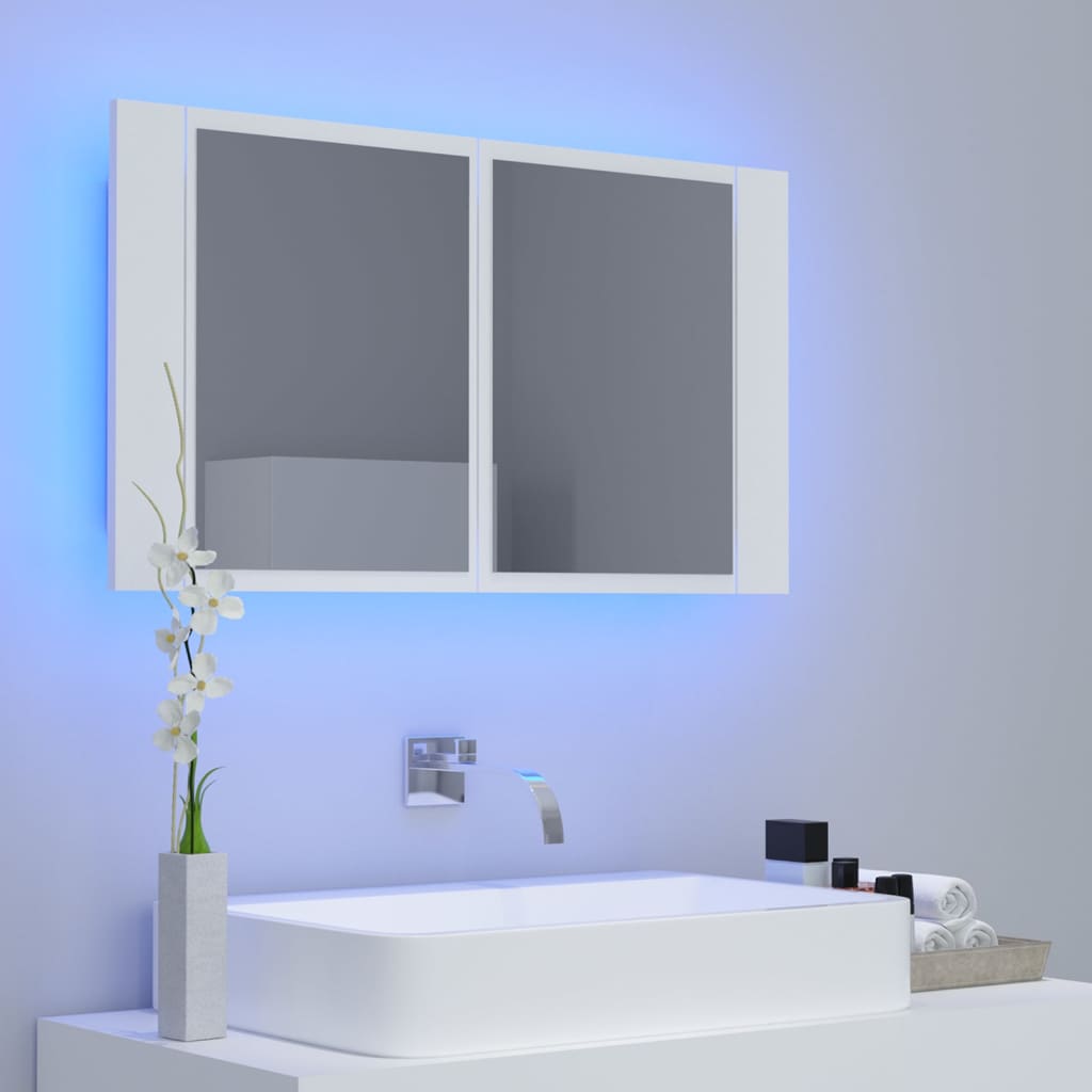 LED-speilskap hvit 80x12x45 cm akryl