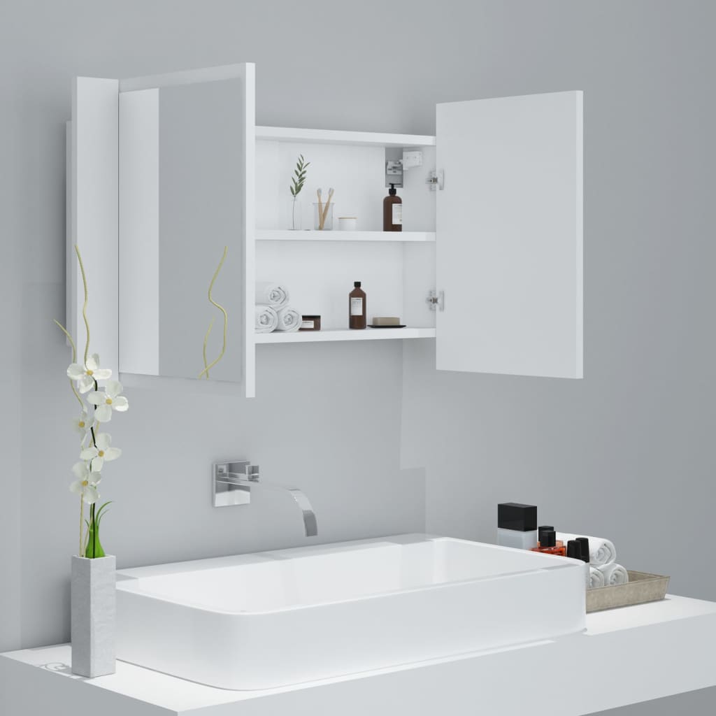 LED-speilskap hvit 80x12x45 cm akryl