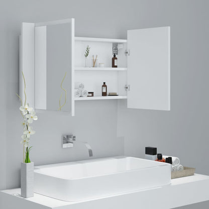 LED-speilskap hvit 80x12x45 cm akryl
