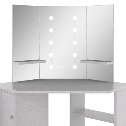 Hjørnemontert sminkebord med LED-lys