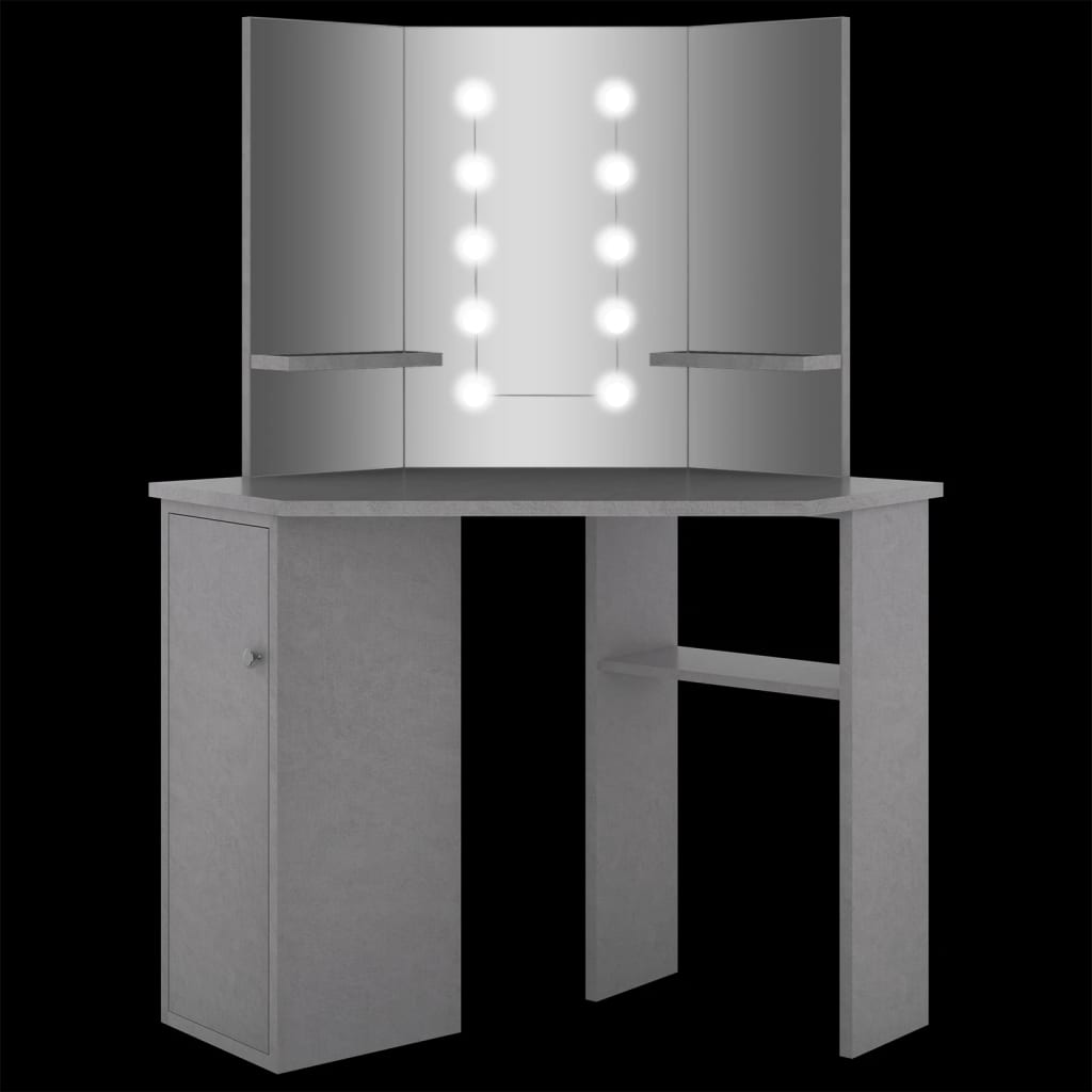 Hjørnemontert sminkebord med LED-lys