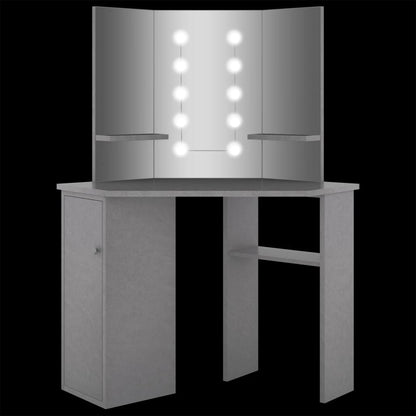 Hjørnemontert sminkebord med LED-lys