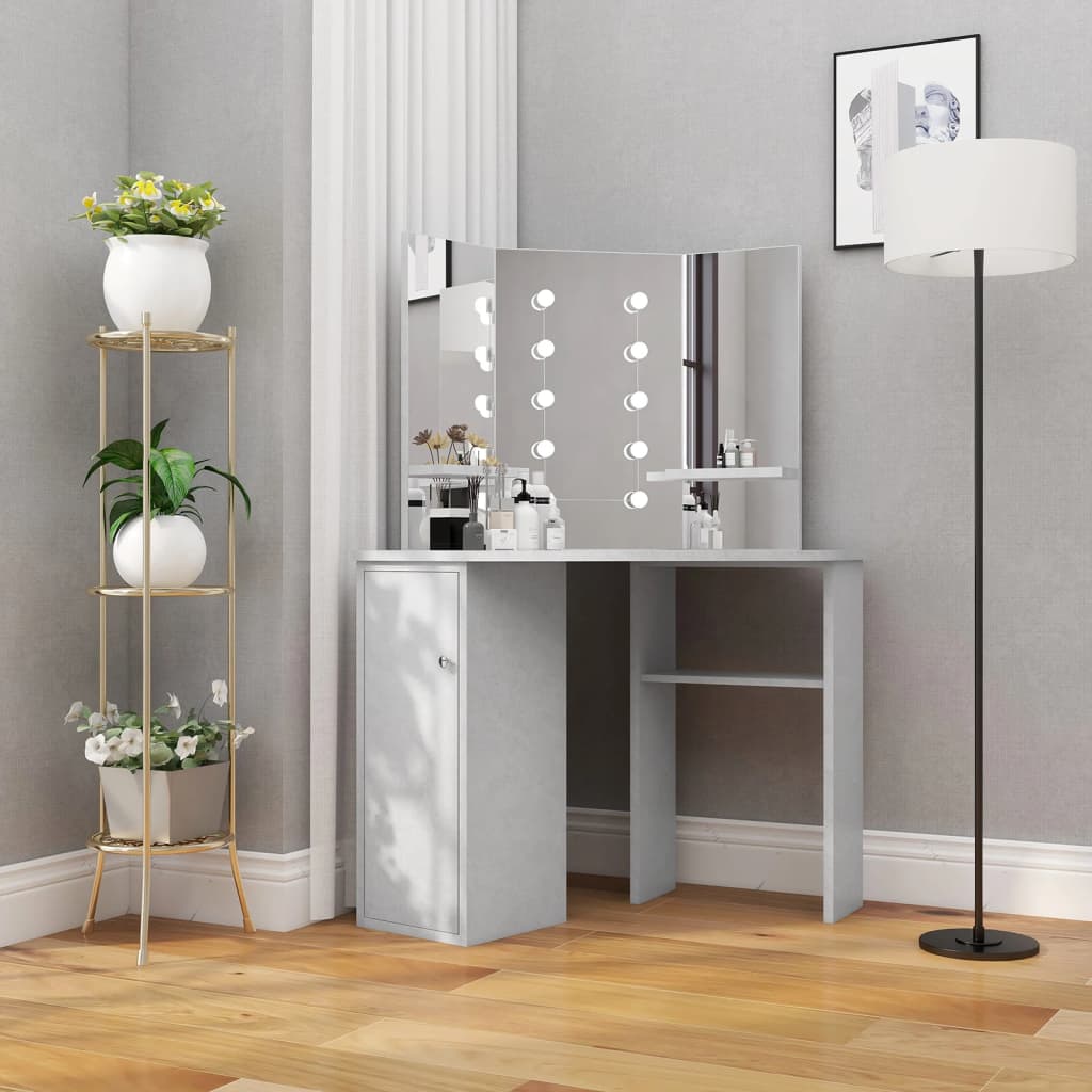 Hjørnemontert sminkebord med LED-lys