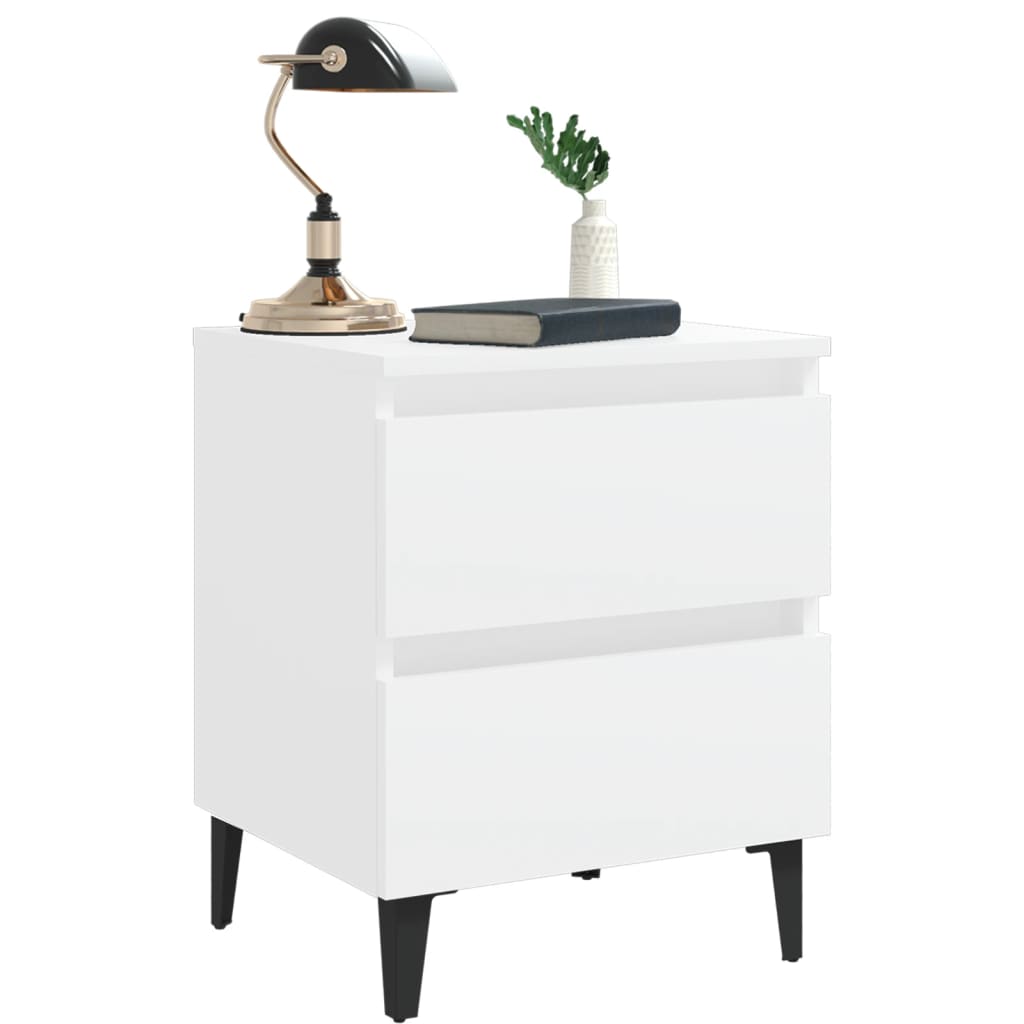 Nattbord 2 stk hvit 40x35x50 cm konstruert tre