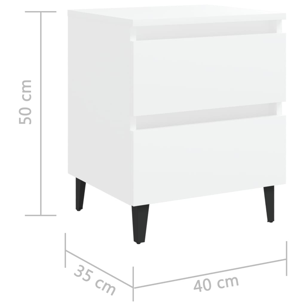 Nattbord 2 stk hvit 40x35x50 cm konstruert tre