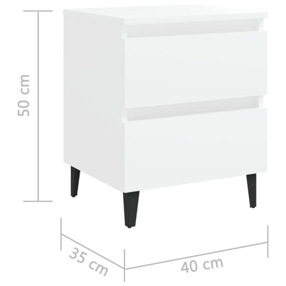 Nattbord 2 stk hvit 40x35x50 cm konstruert tre