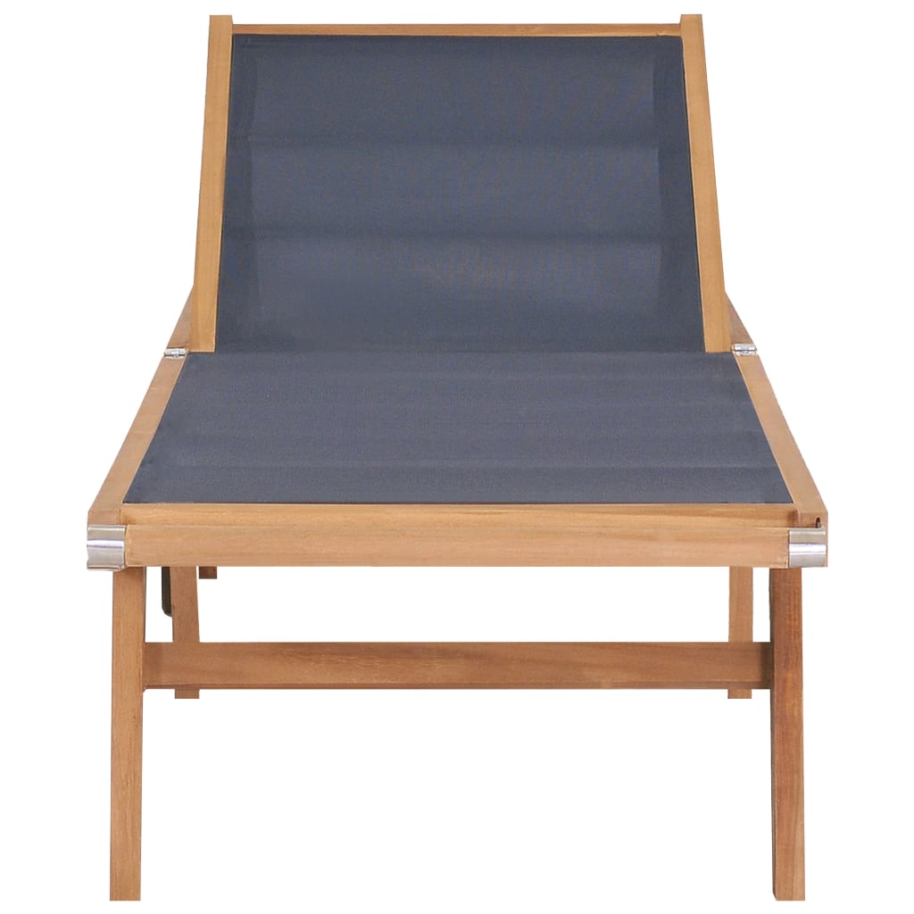 Foldbar solseng med hjul, 2 stk, heltre teak og tekstil