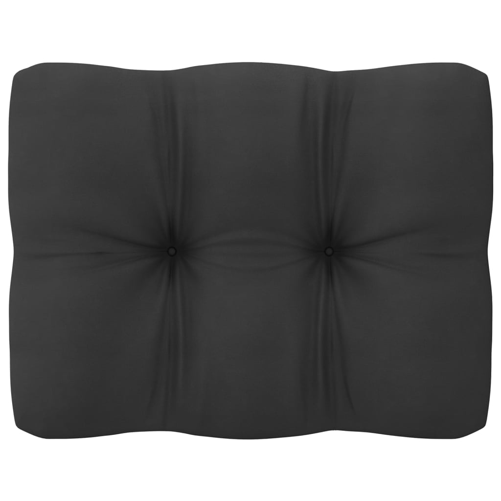 Hagesofa med svarte puter 3-seters heltre furu