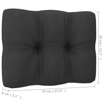 Hagesofa med svarte puter 3-seters heltre furu