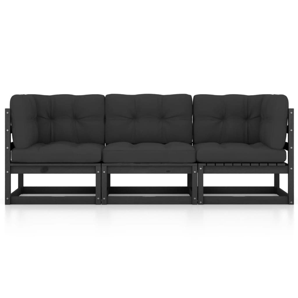Hagesofa med puter 3-seters heltre furu