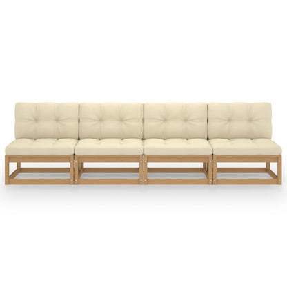 Hagesofa med puter 4-seters heltre furu
