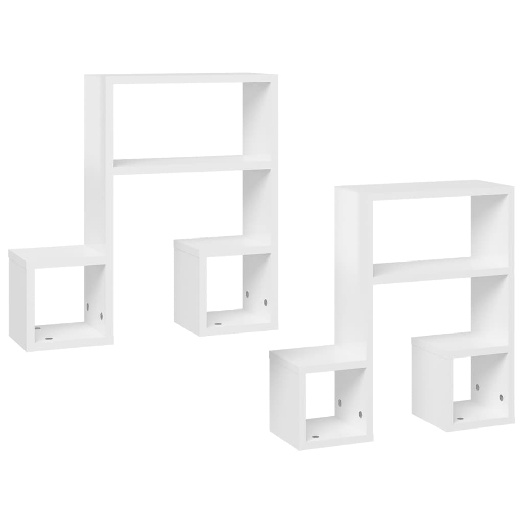 Vegghyller 2 stk høyglans hvit 50x15x50 cm konstruert tre