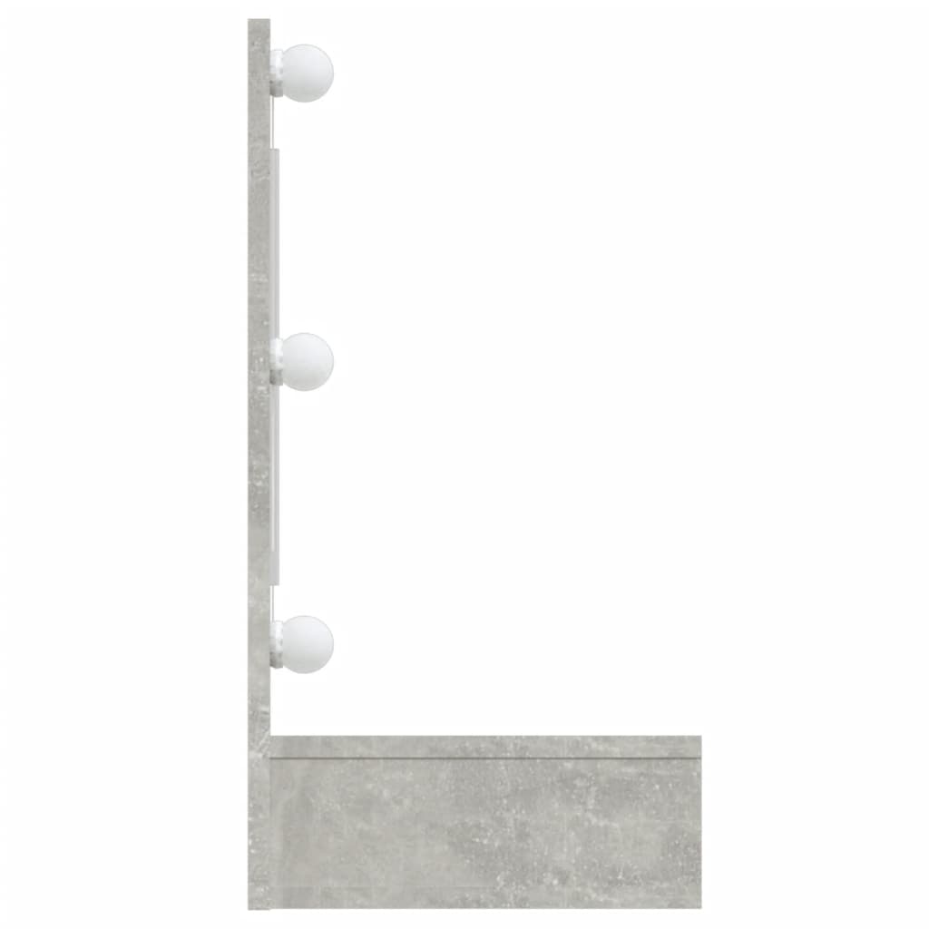 Speilskap med LED-lys, betonggrå, 90x31,5x62 cm