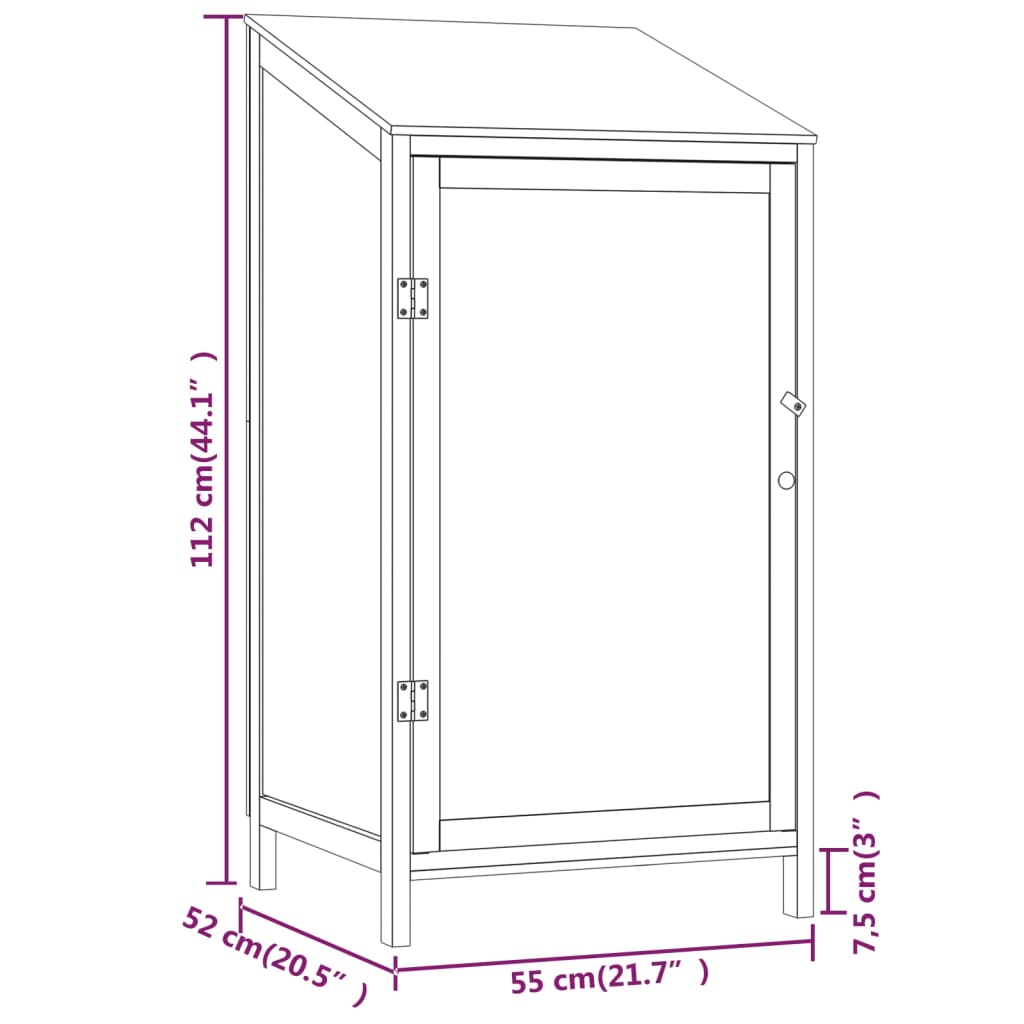 Hageskur brun 55x52x112 cm heltre gran