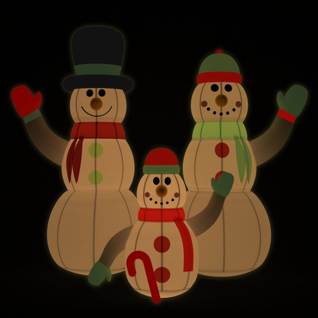 Oppblåsbar snømannfamilie med LED 500 cm