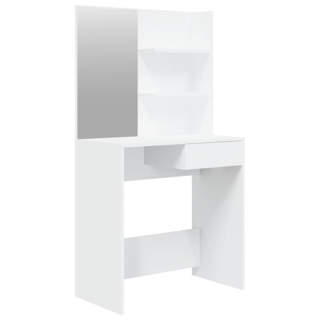 Hvitt sminkebord med speil, 74,5x40x141 cm