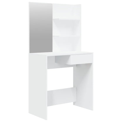 Hvitt sminkebord med speil, 74,5x40x141 cm