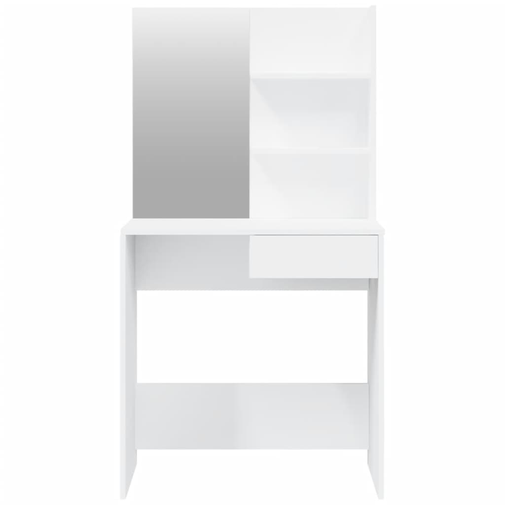 Hvitt sminkebord med speil, 74,5x40x141 cm
