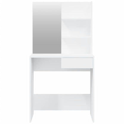 Hvitt sminkebord med speil, 74,5x40x141 cm