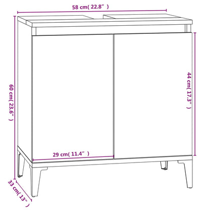 Servantskap hvit 58x33x60 cm konstruert tre