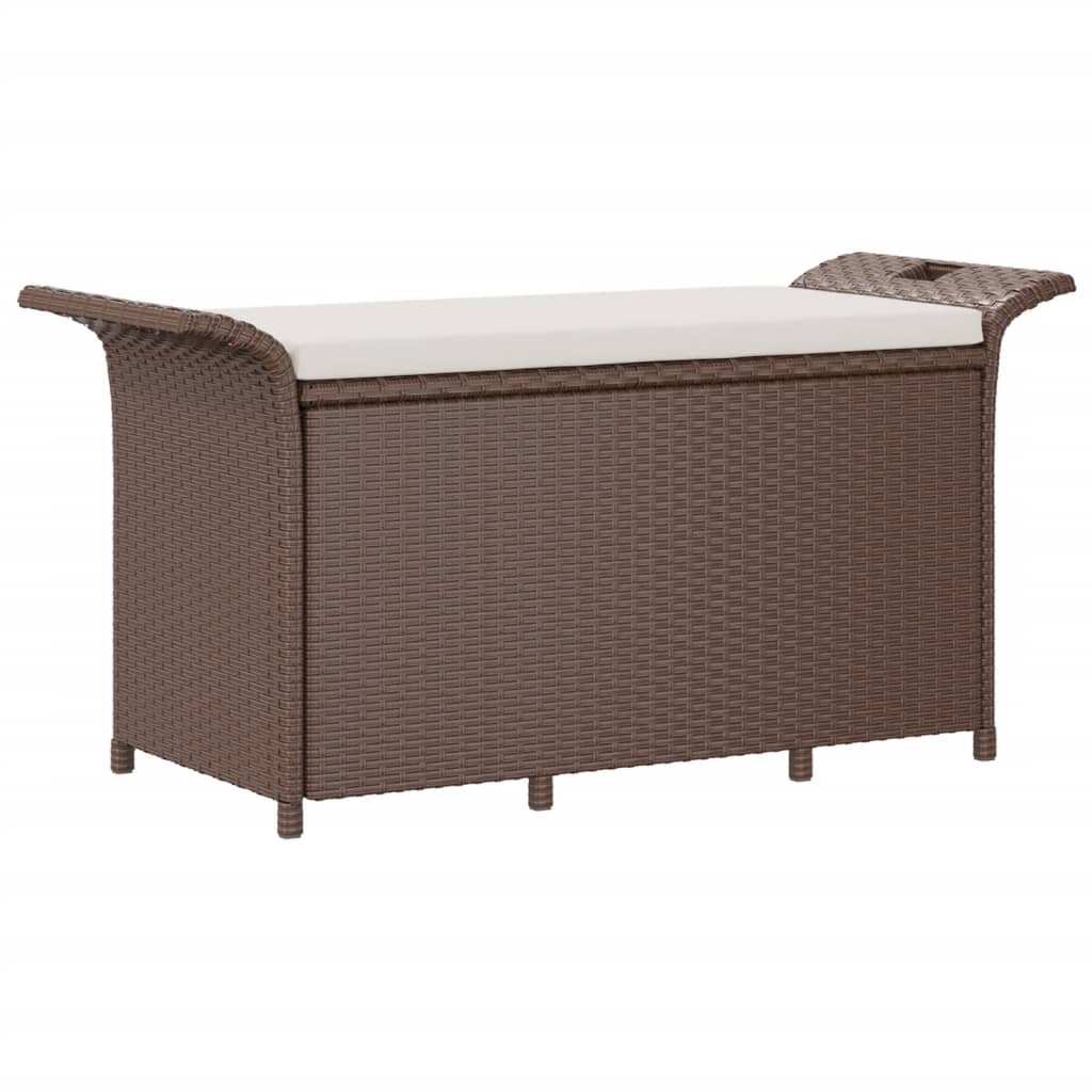 Hagebenk med pute, brun, 116x46x57 cm