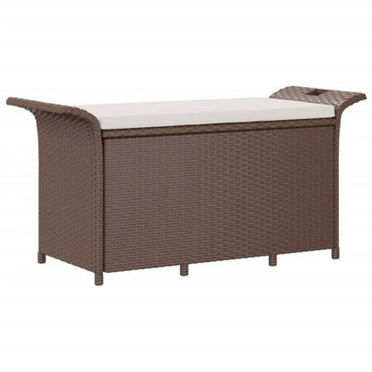 Hagebenk med pute, brun, 116x46x57 cm