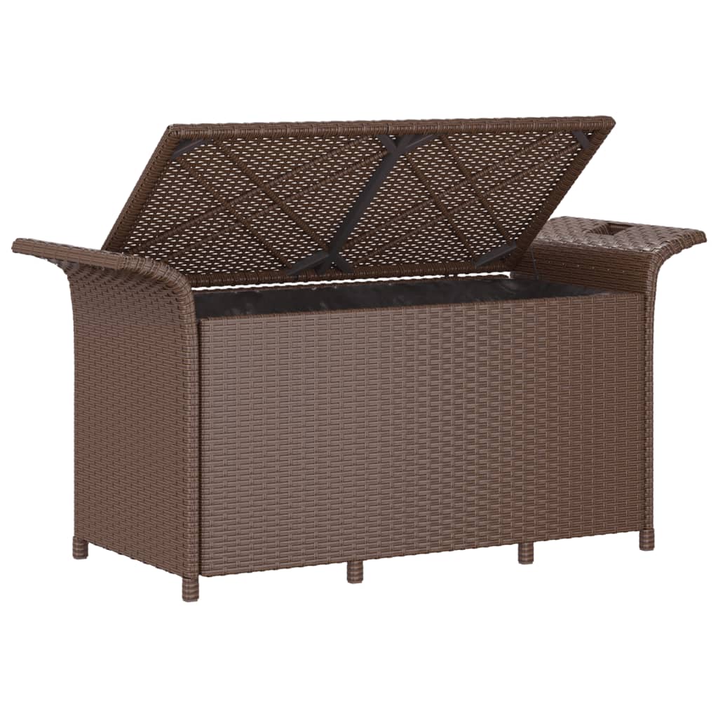 Hagebenk med pute, brun, 116x46x57 cm