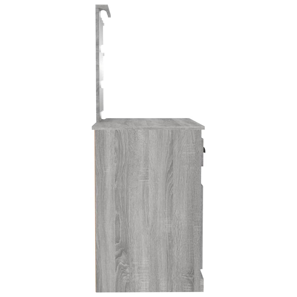 Sminkebord med LED grå sonoma 90x50x132,5 cm konstruert tre