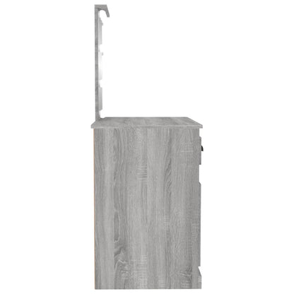 Sminkebord med LED grå sonoma 90x50x132,5 cm konstruert tre