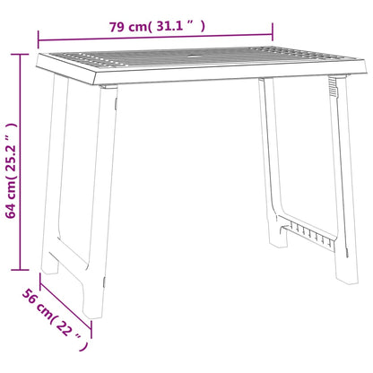Campingbord hvit 79x56x64 cm PP tre-utseende