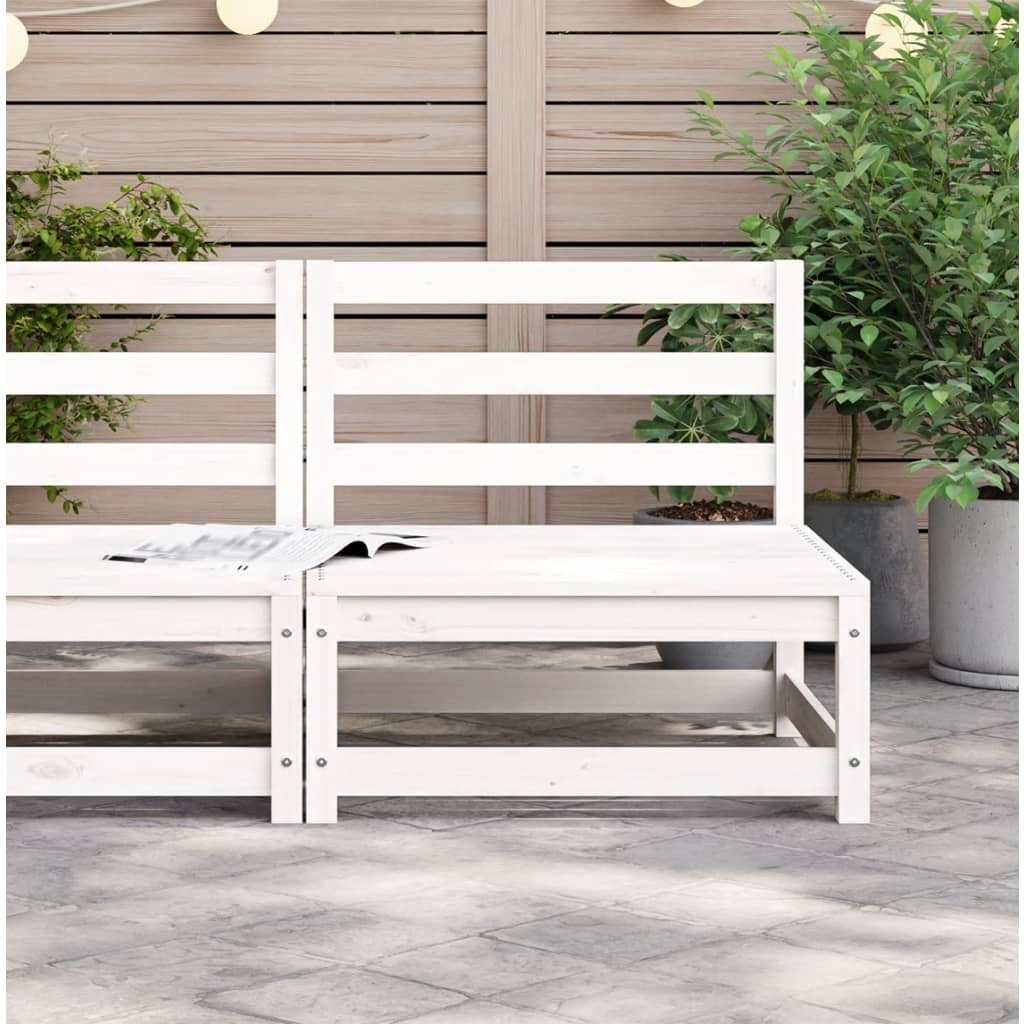 Hagesofa uten armlener hvit 70x70x67 cm heltre furu