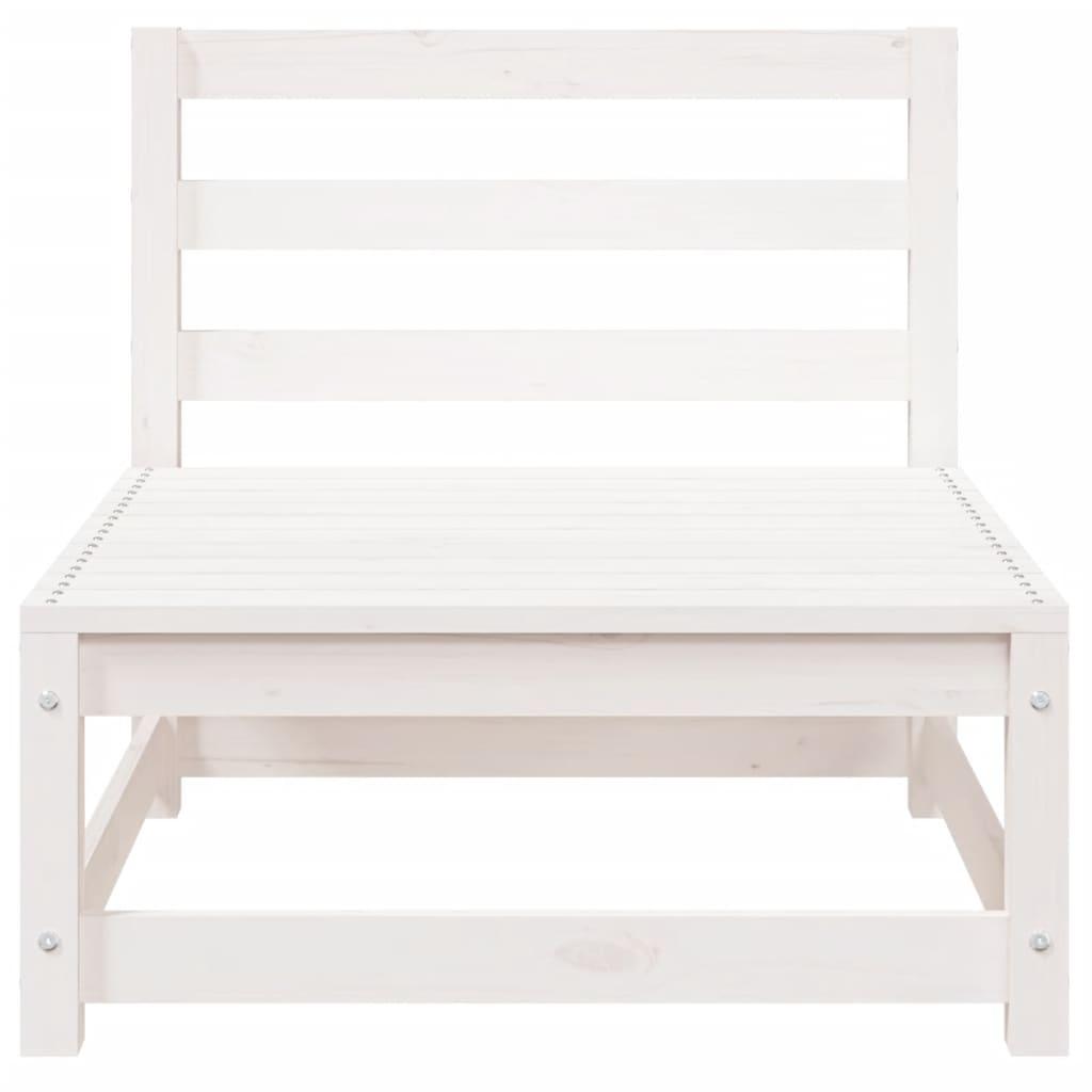 Hagesofa uten armlener hvit 70x70x67 cm heltre furu