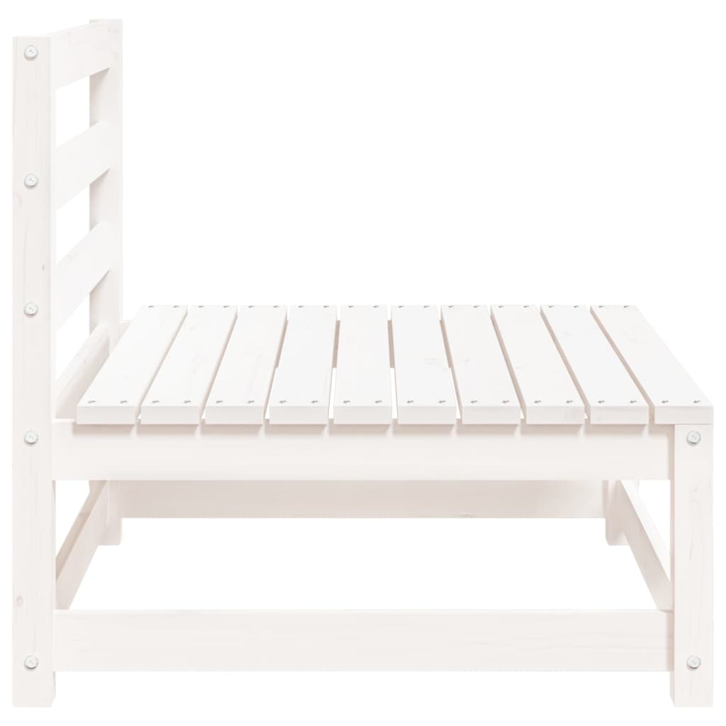 Hagesofa uten armlener hvit 70x70x67 cm heltre furu
