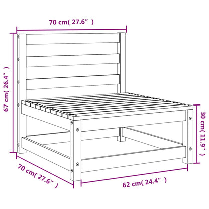 Hagesofa uten armlener hvit 70x70x67 cm heltre furu