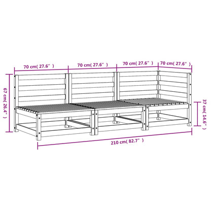 Hagebenk 3-seters hvit heltre furu
