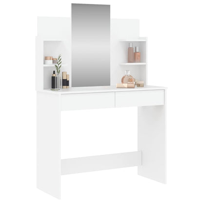 Hvitt sminkebord med speil, 96x39x142 cm