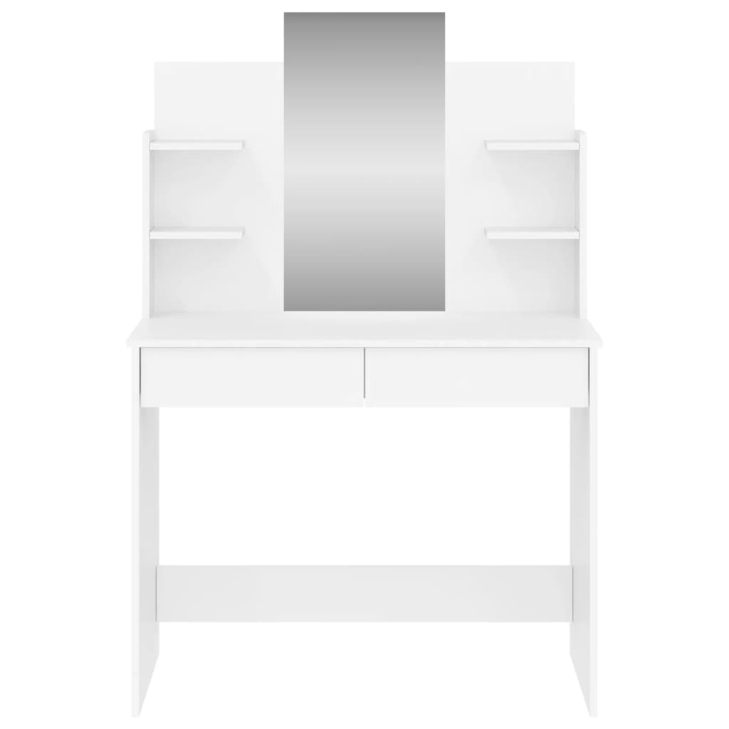 Hvitt sminkebord med speil, 96x39x142 cm