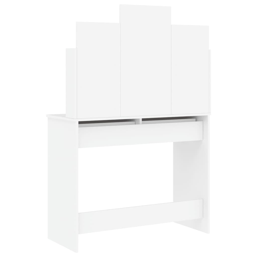 Hvitt sminkebord med speil, 96x39x142 cm